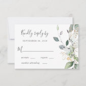 Eucalyptus Greenery Waterverf Wedding RSVP Kaartje (Voorkant)