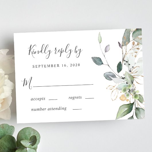 Eucalyptus Greenery Waterverf Wedding RSVP Kaartje