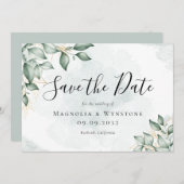 Eucalyptus Greenery Waterverf Wedding Save The Date (Voorkant / Achterkant)