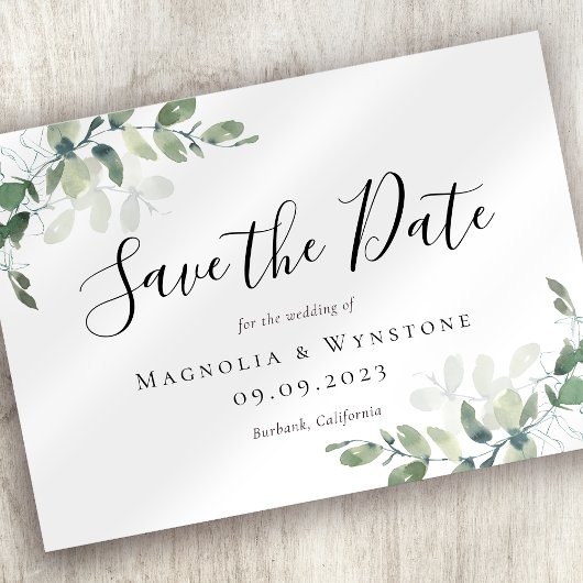 Eucalyptus Greenery Waterverf Wedding Save The Date
