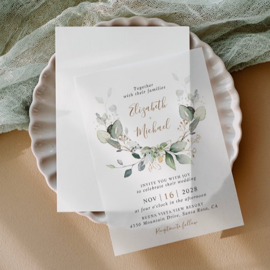 Eucalyptus Greenery Waterverf Wedding Vellum Uitnodigingen