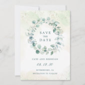Eucalyptus Greenery Waterverf Wreath Wedding Save The Date (Voorkant)
