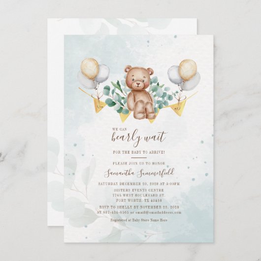 Eucalyptus Greenery We kunnen Baby shower afwachte Kaart (Voorkant / Achterkant)