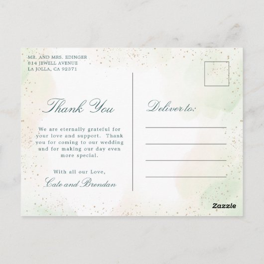 Eucalyptus Greenery Weddenschap Foto: Dank je wel Briefkaart (Achterkant)