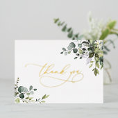 Eucalyptus Greenery Weddenschap Hartelijk dank Folie Uitnodiging (Staand Voorkant)