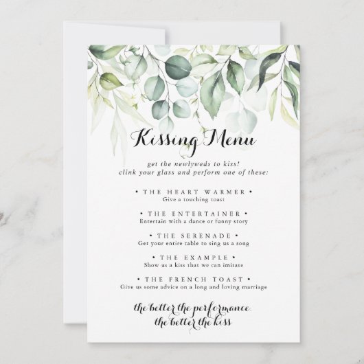 Eucalyptus Greenery Weddenschap Kissingmenu Spaark (Voorkant)