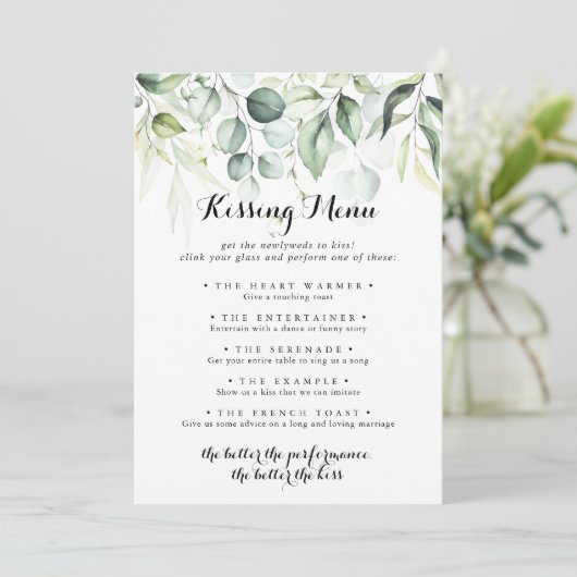 Eucalyptus Greenery Weddenschap Kissingmenu Spaark (Staand voorkant)