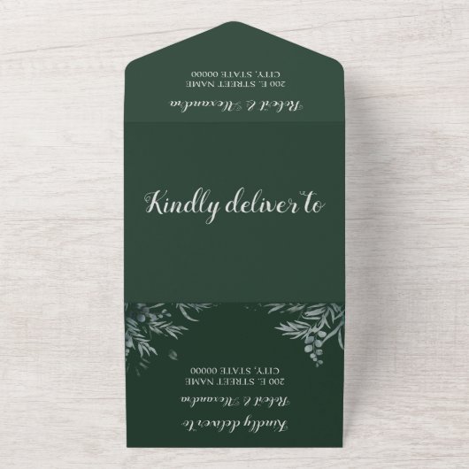 Eucalyptus Greenery Wedding and RSVP Response All In One Uitnodiging (Buitenkant)