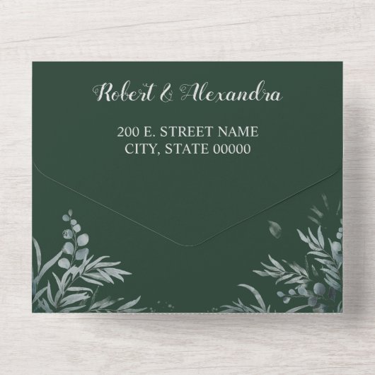 Eucalyptus Greenery Wedding and RSVP Response All In One Uitnodiging (Achterkant)