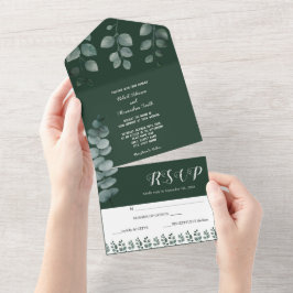 Eucalyptus Greenery Wedding and RSVP Response All In One Uitnodiging