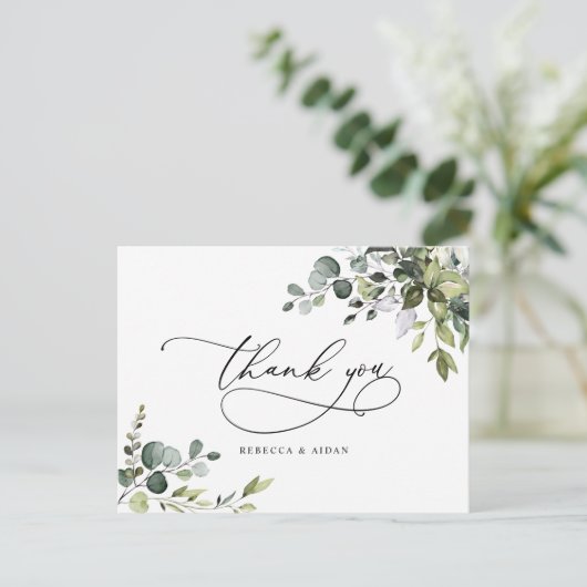 Eucalyptus Greenery Wedding Bedankt Briefkaart (Staand voorkant)