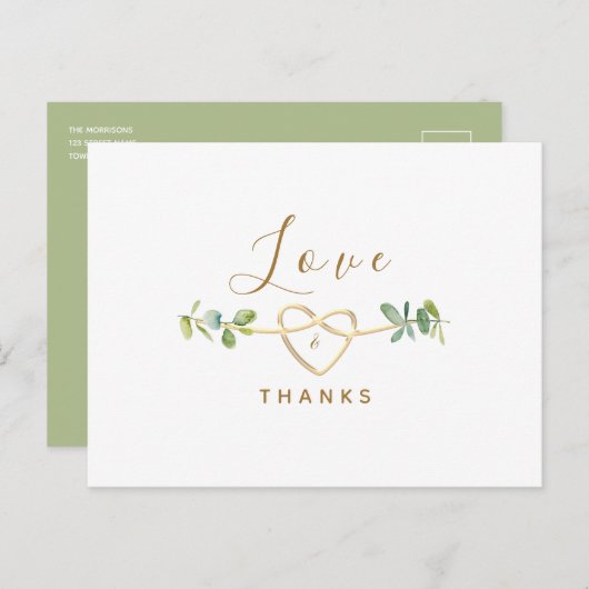 Eucalyptus Greenery Wedding Bedankt Briefkaart (Voorkant / Achterkant)