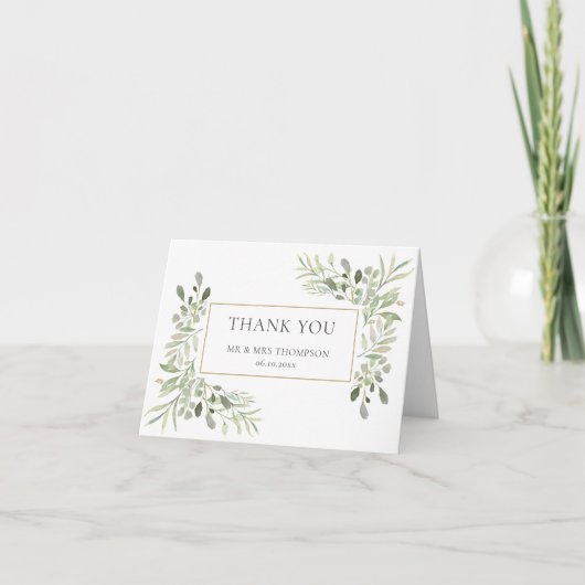 Eucalyptus Greenery Wedding Bedankt Kaart (Voorkant)