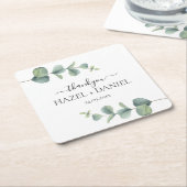 Eucalyptus Greenery Wedding Bedankt Kartonnen Onderzetters (Schuin)