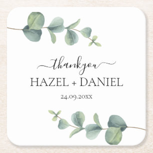 Eucalyptus Greenery Wedding Bedankt Kartonnen Onderzetters