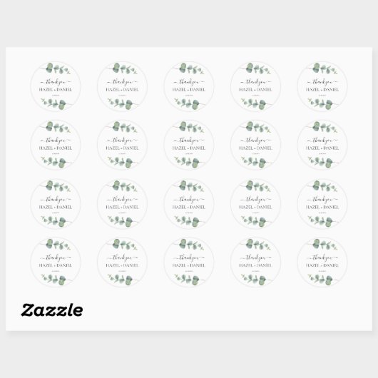 Eucalyptus Greenery Wedding Bedankt Ronde Sticker (Vel)