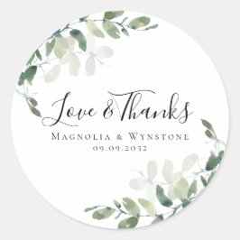 Eucalyptus Greenery Wedding Bedankt Ronde Sticker