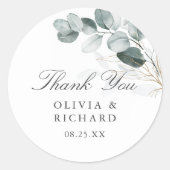 Eucalyptus Greenery Wedding Bedankt Ronde Sticker (Voorkant)