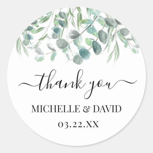 Eucalyptus Greenery Wedding Bedankt voor het scrip Ronde Sticker (Voorkant)