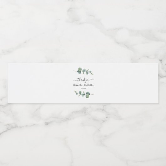 Eucalyptus Greenery Wedding Bedankt Waterfles Etiket (Enkel label)