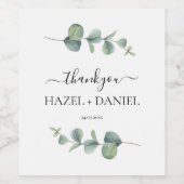 Eucalyptus Greenery Wedding Bedankt Wijn Etiket (Enkel label)