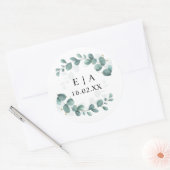 Eucalyptus Greenery Wedding Bonbonniere Ronde Sticker (Envelop)