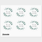 Eucalyptus Greenery Wedding Bonbonniere Ronde Sticker (Vel)