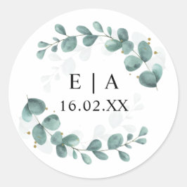 Eucalyptus Greenery Wedding Bonbonniere Ronde Sticker
