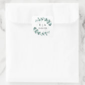 Eucalyptus Greenery Wedding Bonbonniere Vierkante Sticker (Tas)