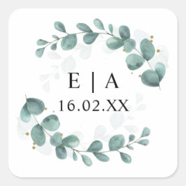 Eucalyptus Greenery Wedding Bonbonniere Vierkante Sticker