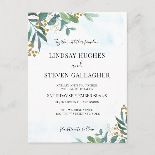 Eucalyptus Greenery Wedding Briefkaart (Voorkant)