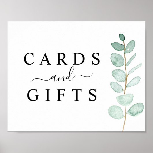 Eucalyptus Greenery Wedding Cards & Gifts Sign Poster (Voorkant)