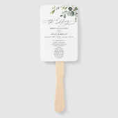 Eucalyptus Greenery Wedding Ceremony Programme Handwaaier (Voorkant)