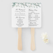 Eucalyptus Greenery Wedding Ceremony Programme Handwaaier (Voorkant en achterkant)