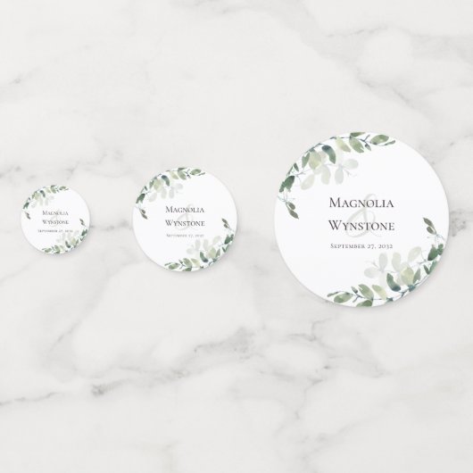 Eucalyptus Greenery Wedding Confetti (Voorkanten)