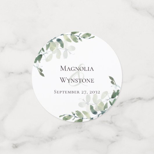 Eucalyptus Greenery Wedding Confetti (Kleine voorkant)