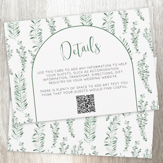 Eucalyptus Greenery Wedding Details QR Code Kaart