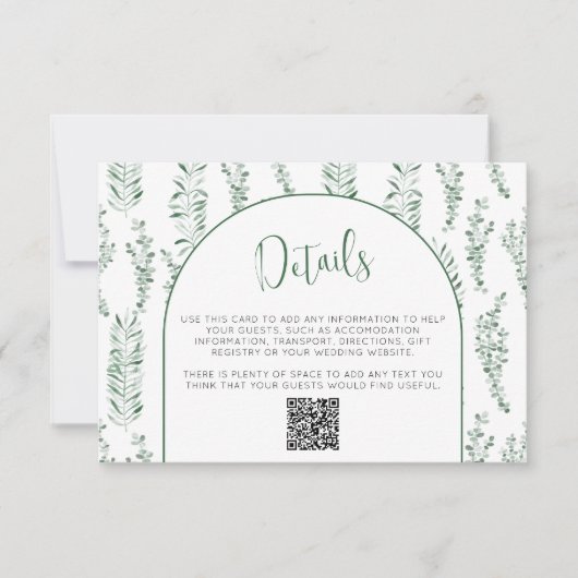 Eucalyptus Greenery Wedding Details QR Code Kaart (Voorkant)