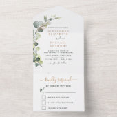 Eucalyptus Greenery Wedding Elegant modern All In One Uitnodiging (Binnen)