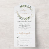 Eucalyptus Greenery Wedding Elegant Modern All In One Uitnodiging (Binnen)