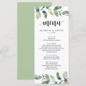 Eucalyptus Greenery Wedding Elopement Dinner Menu (Voorkant / Achterkant)
