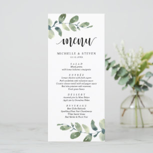 Eucalyptus Greenery Wedding Elopement-menu Menu