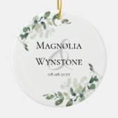 Eucalyptus Greenery Wedding Favor Keramisch Ornament (Voorkant)