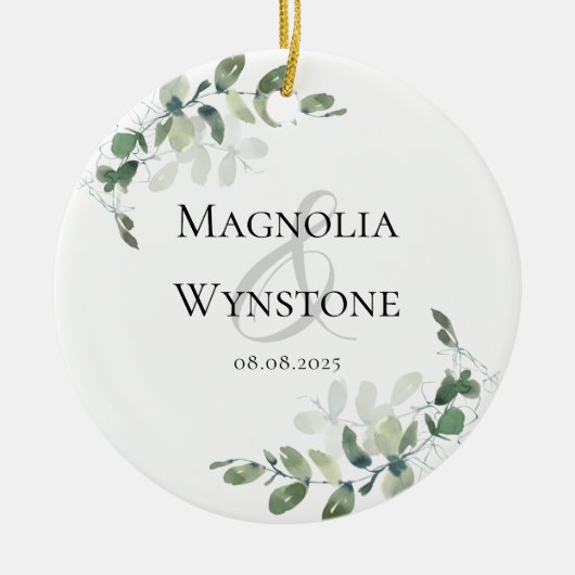 Eucalyptus Greenery Wedding Favor Keramisch Ornament (Voorkant)