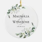 Eucalyptus Greenery Wedding Favor Keramisch Ornament (Achterkant)