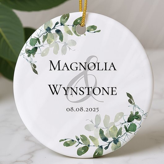 Eucalyptus Greenery Wedding Favor Keramisch Ornament