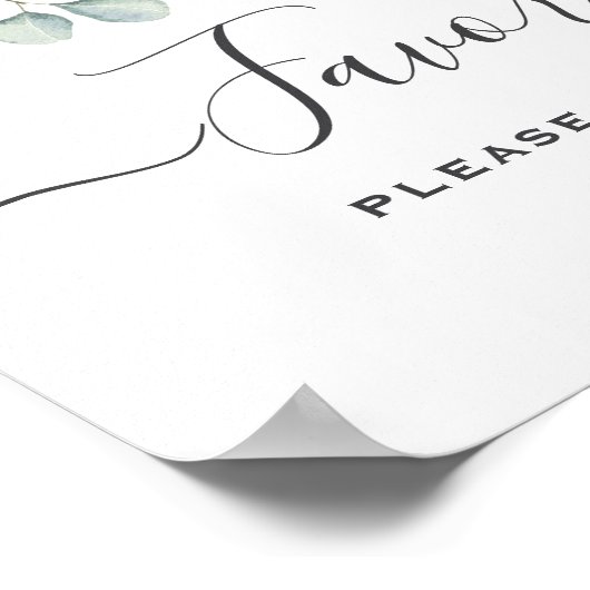Eucalyptus Greenery Wedding Favor Sign Poster (Hoek)