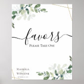 Eucalyptus Greenery Wedding Favors Sign Poster (Voorkant)