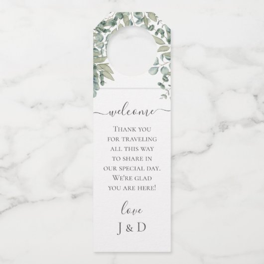 Eucalyptus Greenery Wedding Flessenhanger (Voorkant)