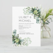 Eucalyptus Greenery Wedding Foliage Babys Breath Kaart (Staand voorkant)